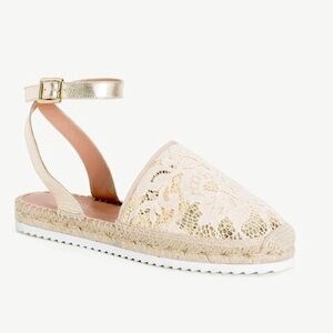 ITALIAN TWINSET SIMONA BARBIERI METALLIC GOLD LACE ESPADRILLES